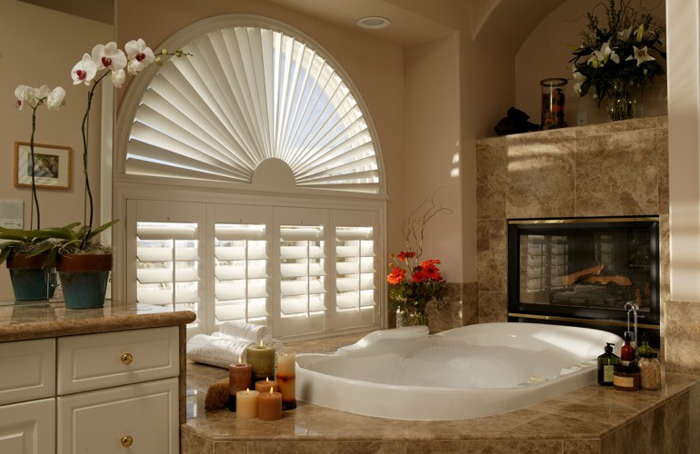 Our Professionals Installed Shutters On A Sunburst Arch Window In San Diego, CA